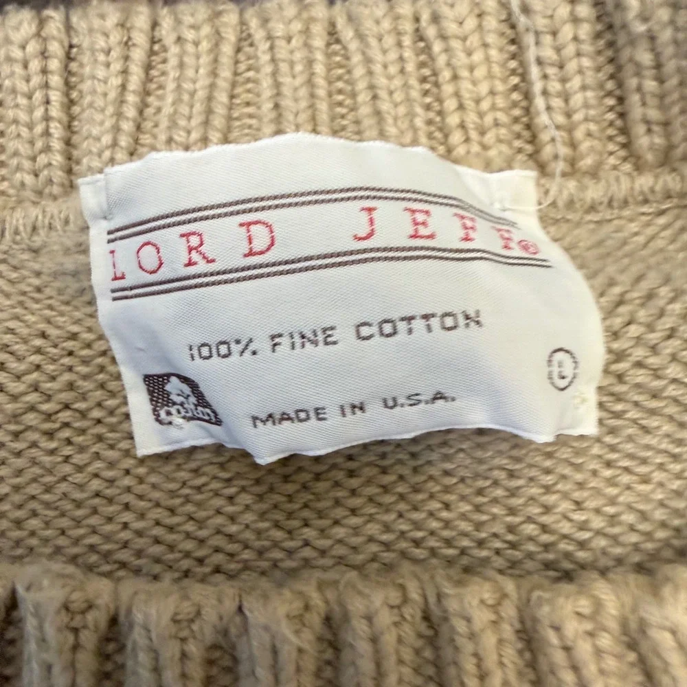 Lord Jeff Vintage Mens Large Colorblock‎ Cotton Crewneck Sweater Made in USA 90s